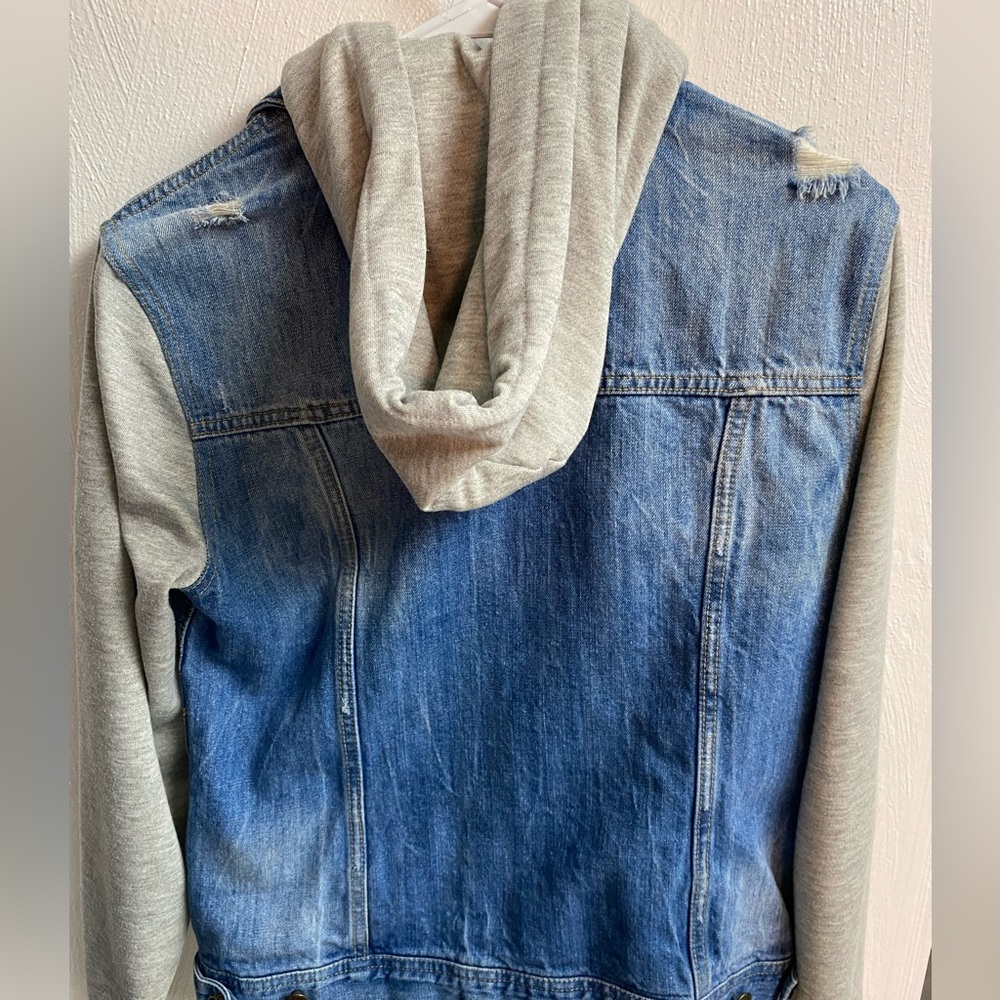Life In Progress Distressed Button Up Jean Jacket - image 4